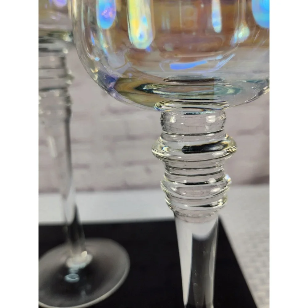 Beautiful Vintage Iridescent Glass Trio Candle Holders